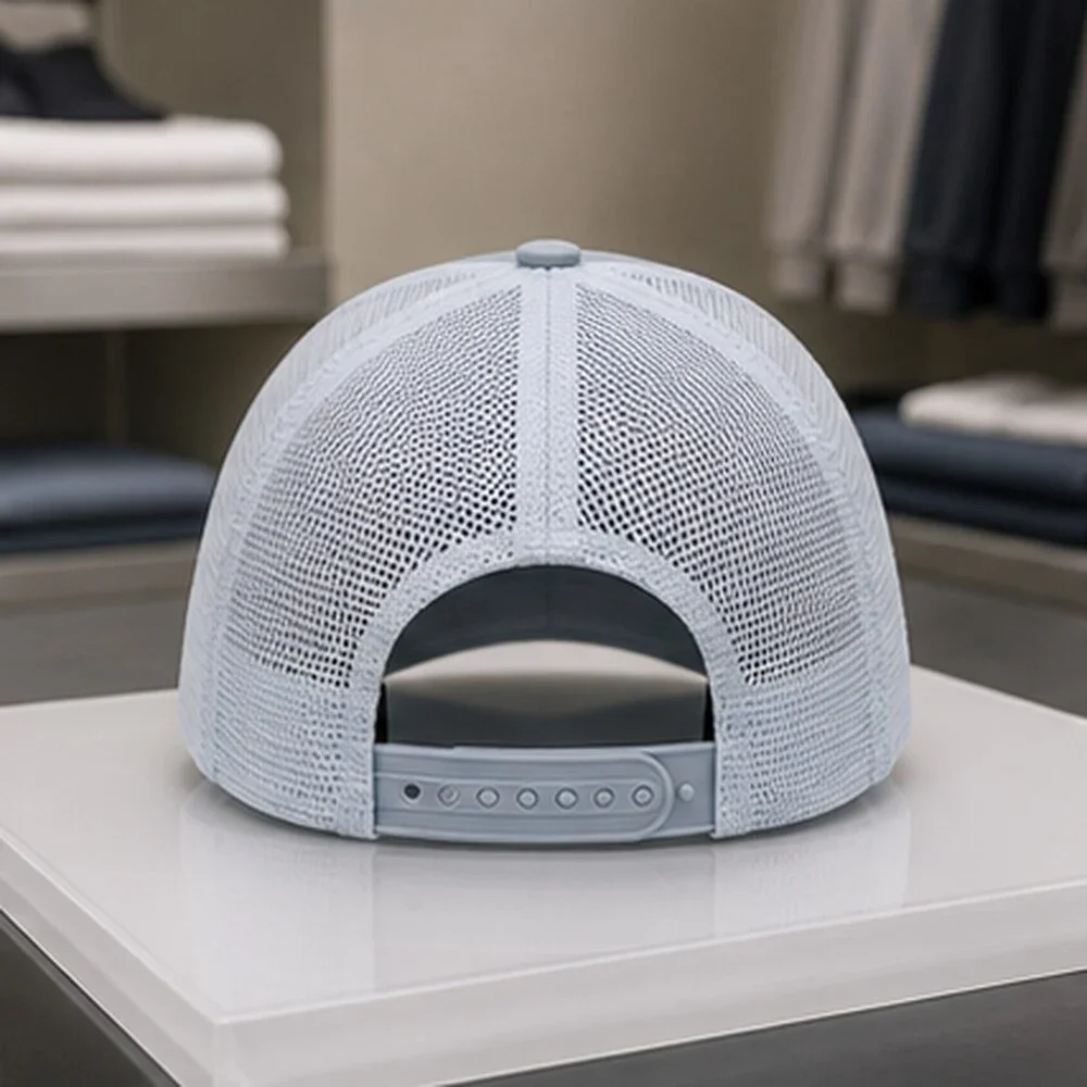 ALO Yoga Mist Blue Gray Pilates Mesh Trucker Cap Hat OS